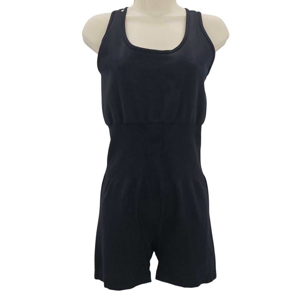 Stretchtherules Womans size S/M Crisscross Strappy Back Athletic Romper Black